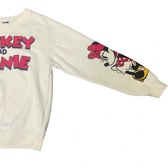 Disney Mickey and Minnie Long Sleeve Fleece Sweatshirt Juniors Medium oversized - Picture 7 of 12